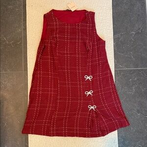 Elegant Red Plaid Sleeveless Dress